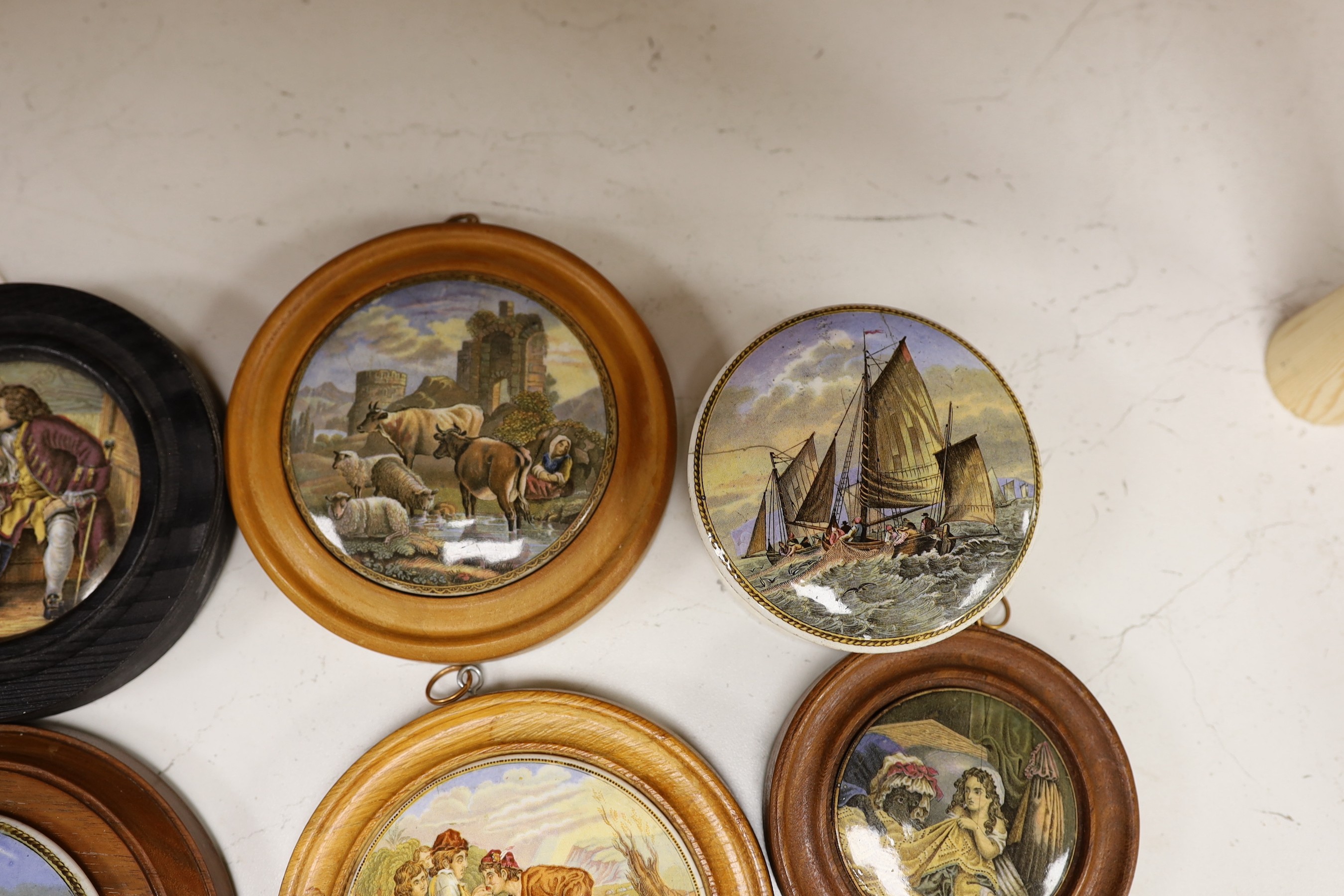 A selection of ten various Victorian pot lids